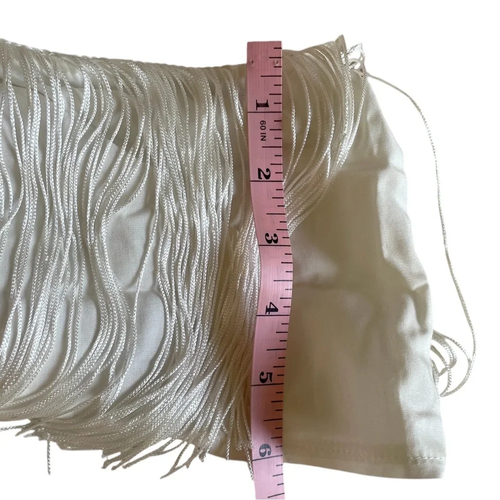 White Fringe Crop Tube ,tie Top, strapless,New - Picture 5 of 6